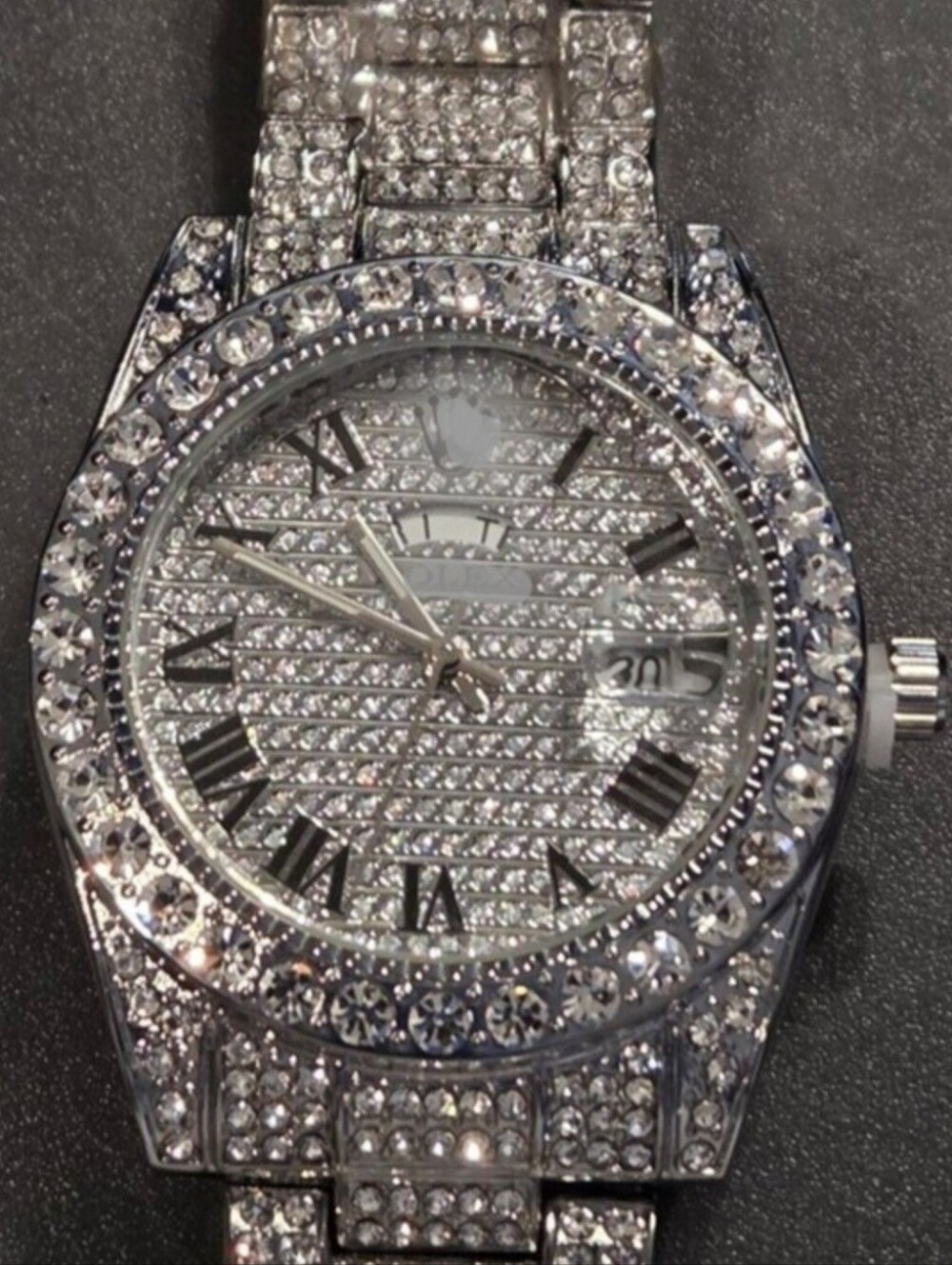 Fully Iced Out UNBRANDED VVS Moissanite Diamond Stainless Steel Watch 38MM